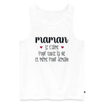 Maman je t'aime, Mère, Bébé, Naissance, Amour - Débardeur bio Premium Homme - blanc - Devant - Michal (187cm)