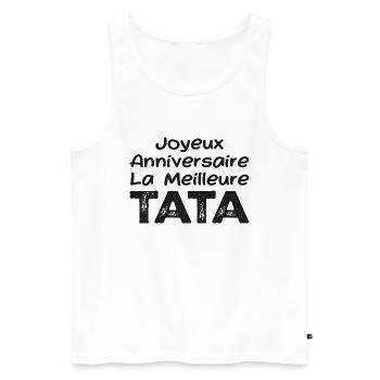 Joyeux Anniversaire La meilleure Tata - Débardeur bio Premium Homme - blanc - Devant - AI Model Male 178 light (178cm)