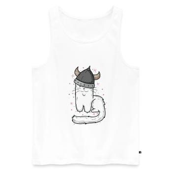 Cat with Viking Helmet and Claws - Men's Premium Organic Tank Top - white - Front - AI Model Male 178 light (178cm)