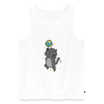 Chat joue volleyball sport passe-temps animal de compagnie - Débardeur bio Premium Homme - blanc - Devant - Michal (187cm)