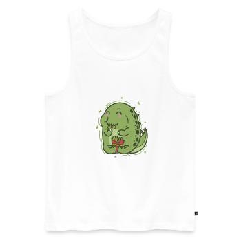 petit dinosaure aime les chips dinosaures - Débardeur bio Premium Homme - blanc - Devant - AI Model Male 178 light (178cm)