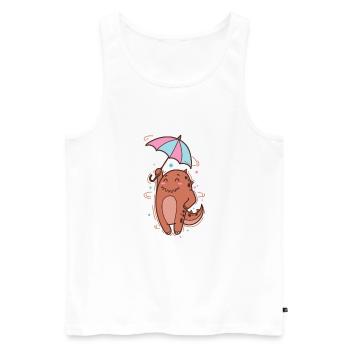 Dino with parasol Dinosaur Reptile - Men's Premium Organic Tank Top - white - Front - Michal (187cm)