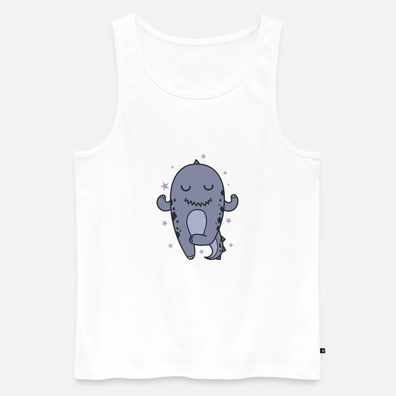 small dinosaur meditates dinosaur reptile - Men's Premium Organic Tank Top - white