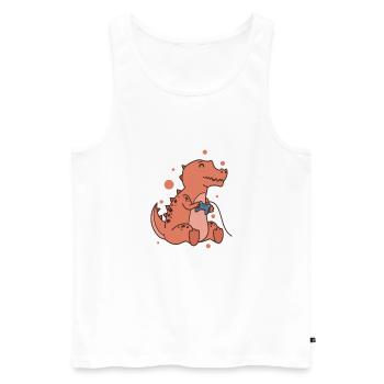 small T-Rex Dino with controller reptile - Men's Premium Organic Tank Top - white - Front - Michal (187cm)
