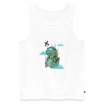 Dino parachute jumping dinosaurs - Men's Premium Organic Tank Top - white - Front - AI Model Male 178 light (178cm)