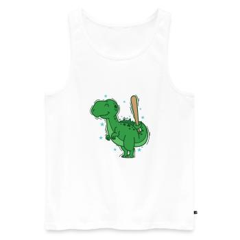 Dino at baseball dinosaur reptile - Men's Premium Organic Tank Top - white - Front - Michal (187cm)