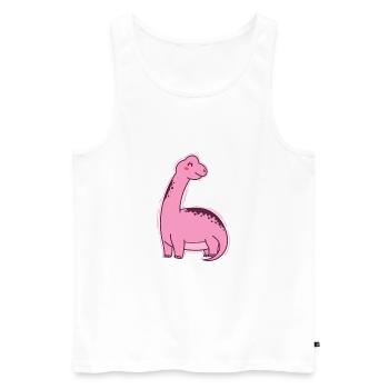 rosa Dino mit langem Hals Dinosaurier - Männer Premium Bio Tank Top - Weiß - Vorne - AI Model Male 178 light (178cm)