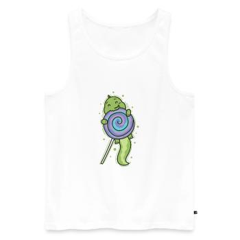 Dino with a lollipop dinosaur reptile - Men's Premium Organic Tank Top - white - Front - Michal (187cm)
