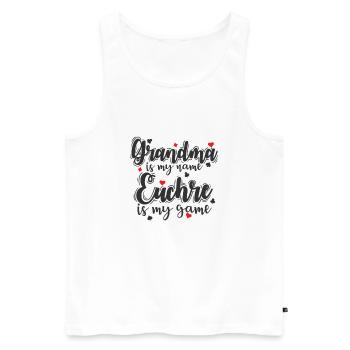 Grand-mère est mon nom Euchre est mon jeu - Débardeur bio Premium Homme - blanc - Devant - Michal (187cm)
