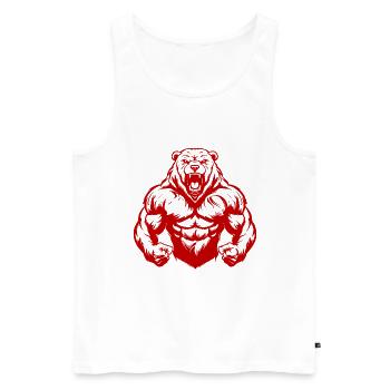 Muscles de l’ours grizzli musculation - Débardeur bio Premium Homme - blanc - Devant - Michal (187cm)
