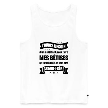 JE VAIS ÊTRE GRAND-FRÈRE - Débardeur bio Premium Homme - blanc - Devant - Michal (187cm)