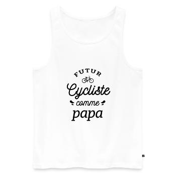 FUTUR CYCLISTE COMME PAPA - Débardeur bio Premium Homme - blanc - Devant - Michal (187cm)