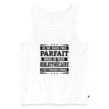 JE SUIS BIBLIOTHÉCAIRE - Débardeur bio Premium Homme - blanc - Devant - AI Model Male 178 light (178cm)
