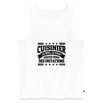 CUISINIER LE SEUL LE VRAI - Débardeur bio Premium Homme - blanc - Devant - Michal (187cm)