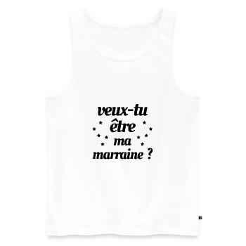 VEUX TU ÊTRE MA MARRAINE ? - Débardeur bio Premium Homme - blanc - Devant - Michal (187cm)