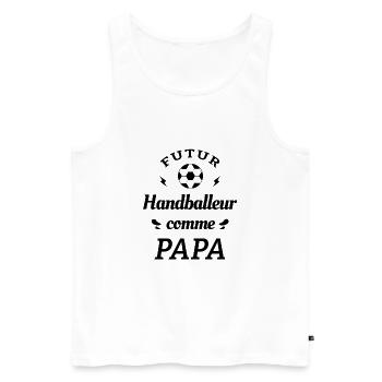 FUTUR HANDBALLEUR COMME PAPA - Débardeur bio Premium Homme - blanc - Devant - Michal (187cm)