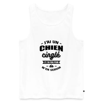 J'AI UN CHIEN CINGLÉ - Débardeur bio Premium Homme - blanc - Devant - Michal (187cm)
