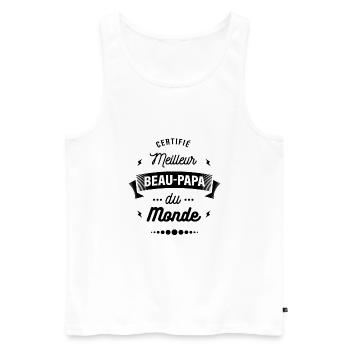CERTIFIÉ MEILLEUR BEAU PAPA DU MONDE - Débardeur bio Premium Homme - blanc - Devant - Michal (187cm)