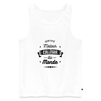 CERTIFIÉ MEILLEUR COLLÈGUE DU MONDE - Débardeur bio Premium Homme - blanc - Devant - Michal (187cm)