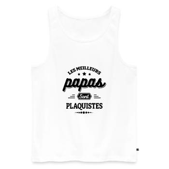 LES MEILLEURS PAPAS SONT PLAQUISTES - Débardeur bio Premium Homme - blanc - Devant - Michal (187cm)