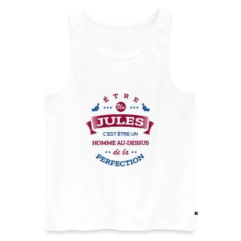 JULES PARFAIT - NOM JULES - Débardeur bio Premium Homme - blanc - Devant - Michal (187cm)