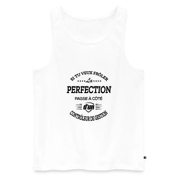 LA PERFECTION À CÔTÉ D'UN CONTRÔLEUR DE GESTION - Débardeur bio Premium Homme - blanc - Devant - Michal (187cm)