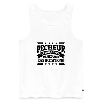 PÊCHEUR LE SEUL LE VRAI - Débardeur bio Premium Homme - blanc - Devant - Michal (187cm)