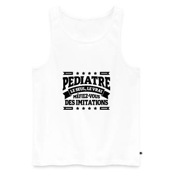 PEDIATRE LE SEUL LE VRAI - Débardeur bio Premium Homme - blanc - Devant - Michal (187cm)