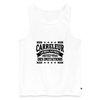 CARRELEUR LE SEUL LE VRAI - Débardeur bio Premium Homme - blanc - Devant - AI Model Male 178 light (178cm)