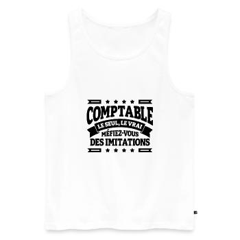 COMPTABLE LE SEUL LE VRAI - Débardeur bio Premium Homme - blanc - Devant - Michal (187cm)