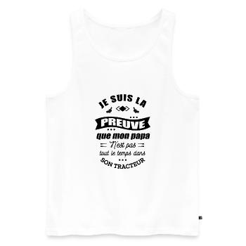PREUVE ENFANT PAPA AGRICULTEUR DANS SON TRACTEUR - Débardeur bio Premium Homme - blanc - Devant - AI Model Male 178 light (178cm)