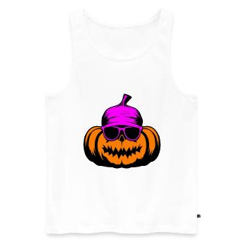 Pumpkin Halloween Cool - Men's Premium Organic Tank Top - white - Front - Michal (187cm)