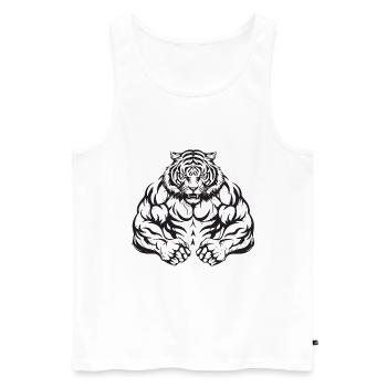 Tiger Musculation Muscles Workout Gym - Débardeur bio Premium Homme - blanc - Devant - Michal (187cm)