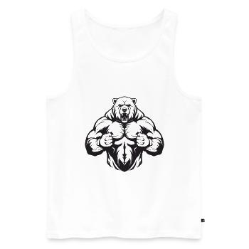 Bear Grizzly Gym Muscles Bodybuilding - Men's Premium Organic Tank Top - white - Front - Michal (187cm)