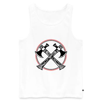 Axe Icon - Men's Premium Organic Tank Top - white - Front - Michal (187cm)