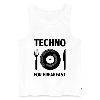 Techno - techno music, rave, techno for breakfast - Men's Premium Organic Tank Top - white - Front - AI Model Male 178 light (178cm)