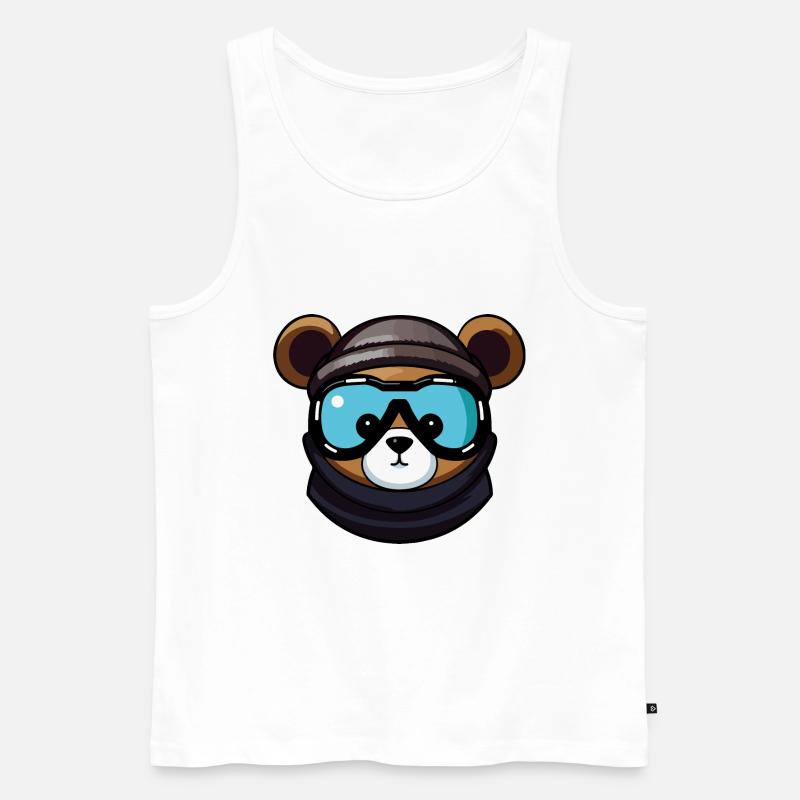 Bär Snowboard Ski Brille Comic - Männer Premium Bio Tank Top - Weiß