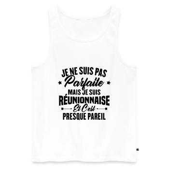 Je ne suis pas parfaite mais je suis Réunionnaise - Débardeur bio Premium Homme - blanc - Devant - Michal (187cm)