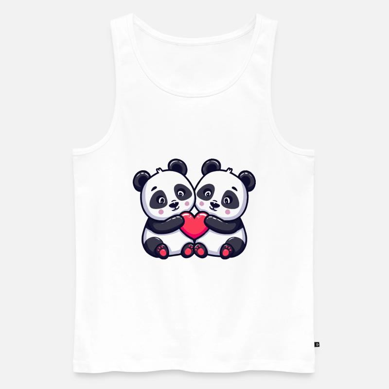 Panda Comic Paar Liebe - Männer Premium Bio Tank Top - Weiß