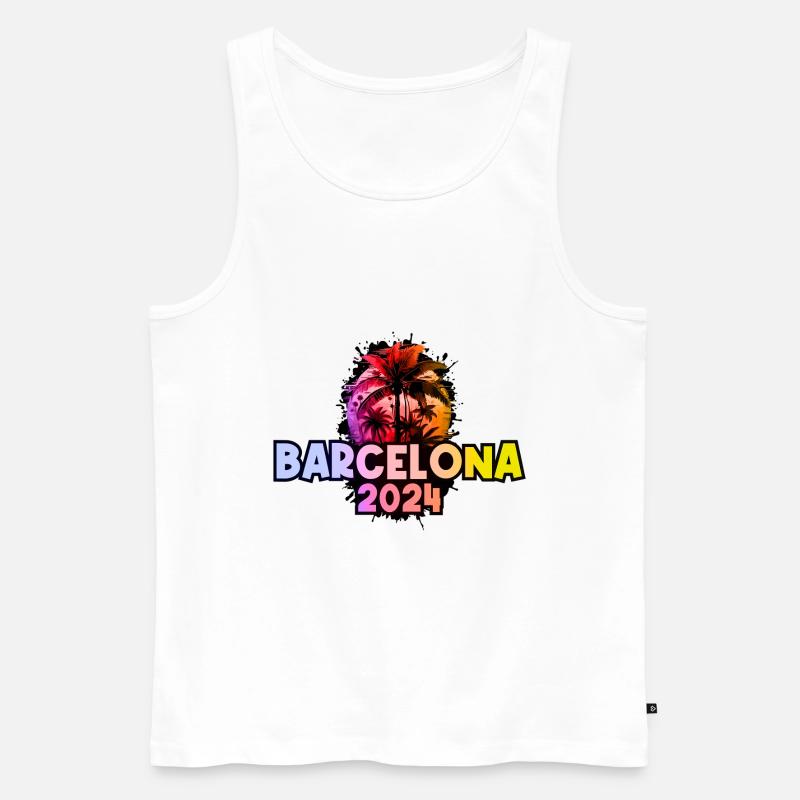 Barcelone 2024 colorée - Débardeur bio Premium Homme - blanc