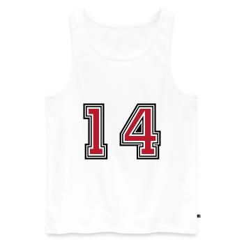 14 Zahl symbol - Männer Premium Bio Tank Top - Weiß - Vorne - Michal (187cm)