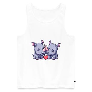 Rhino Couple Love Couple In Love - Men's Premium Organic Tank Top - white - Front - Michal (187cm)