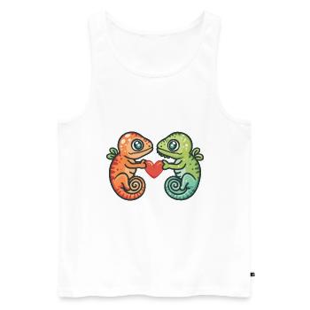 Couple Caméléon Amour Couple Amoureux - Débardeur bio Premium Homme - blanc - Devant - Michal (187cm)