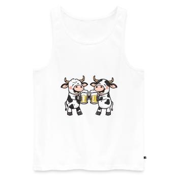 Kuh Comic Bier Lustig Saufen - Männer Premium Bio Tank Top - Weiß - Vorne - AI Model Male 178 light (178cm)