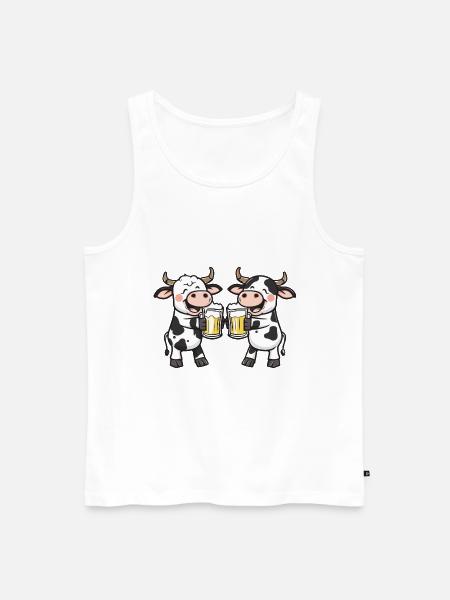 Cow Comic Beer Funny Booze - Men's Premium Organic Tank Top - white