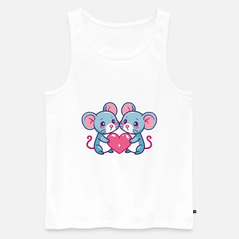 Maus Comic Paar Liebe - Männer Premium Bio Tank Top - Weiß
