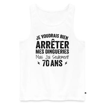 J'ai 70 ans - Anniversaire 70 ans, 70 ans - Débardeur bio Premium Homme - blanc - Devant - Michal (187cm)