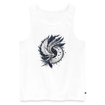 Harmony of Feathers: Elegant Yin and Yang - Men's Premium Organic Tank Top - white - Front - Michal (187cm)