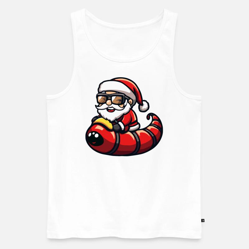 Wurm Weihnachtsmann Cartoon - Männer Premium Bio Tank Top - Weiß
