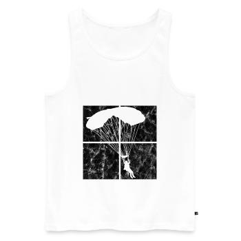 Parachute parachutiste - Débardeur bio Premium Homme - blanc - Devant - AI Model Male 178 light (178cm)